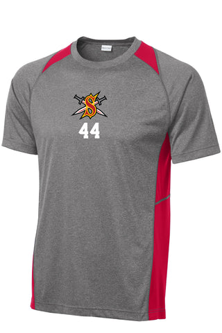 Red Raiders New Logo* Hockey Heather Colorblock Contender Tee w/ Player Number