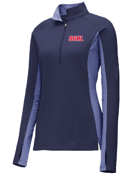 SGHL Ladies Sport-Wick Stretch Contrast 1/4-Zip Pullover