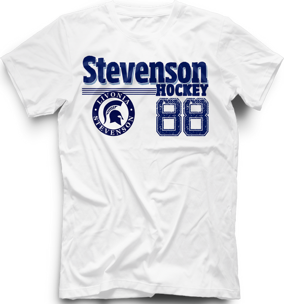 Livonia Stevenson Spartans Old Time T-Shirt w/ Player Number