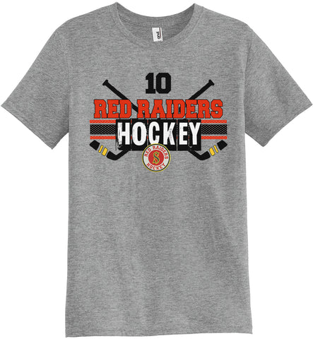 Red Raiders Hockey Cross Check T-shirt with Player Number