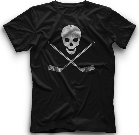 Skull and Cross Sticks T-Shirt  BLACK