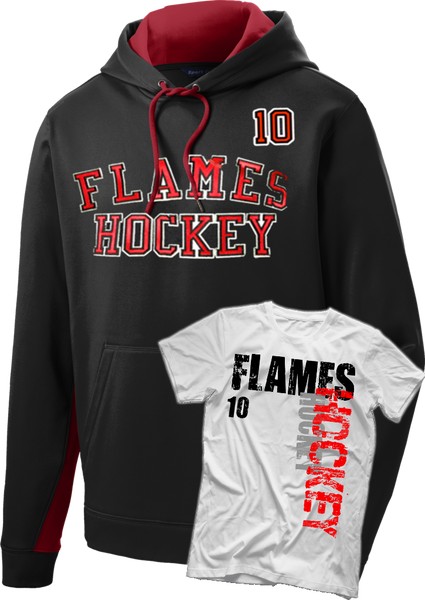 Flames Twill Dri-Fit Hoodie and Printed T-Shirt Bundle w/ Player Number
