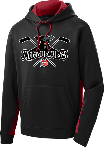 Admirals Hockey Twill Sport-Wick Fleece Colorblock Hoodie Includes Player #