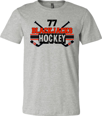 Blackjacks Hockey Cross Check T-shirt with Player Number