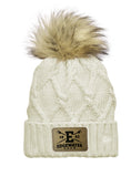 Edgewater Crew Engraved Patch Faux Fur Pom Beanie