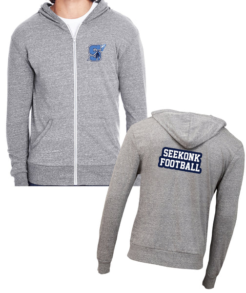 Seekonk Football Triblend Full-Zip Lightweight Hoodie