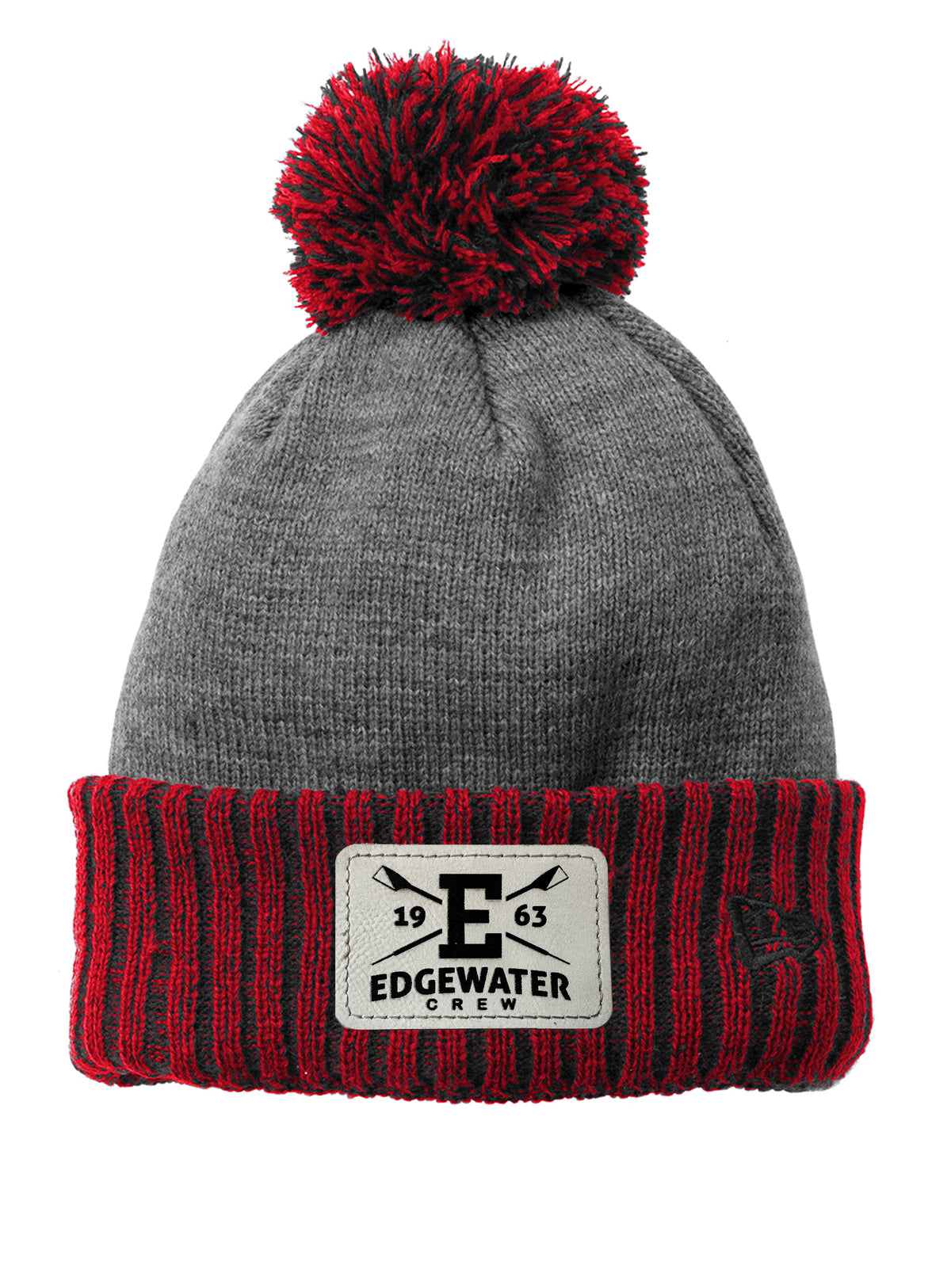 Edgewater Crew Engraved Leather Colorblock Cuffed Beanie