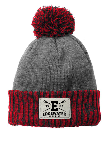 Edgewater Crew Engraved Leather Colorblock Cuffed Beanie