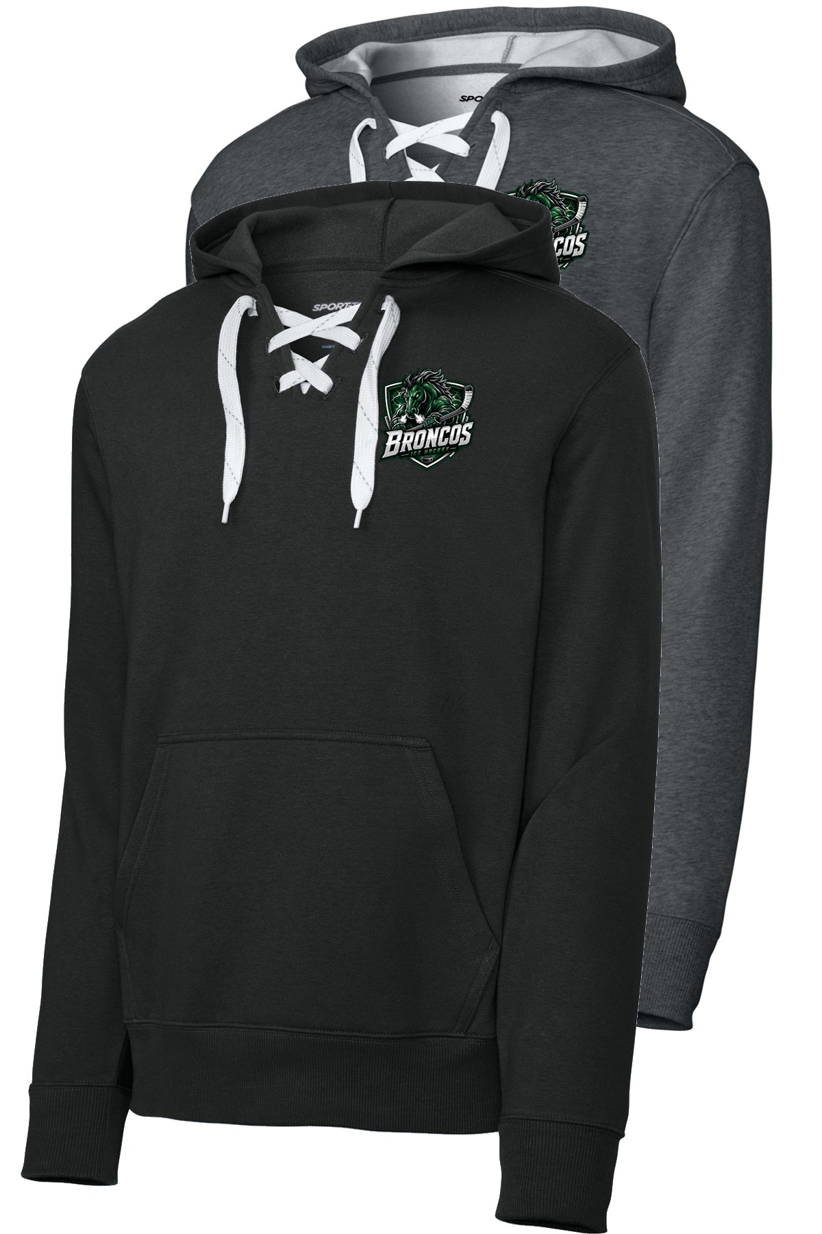 Broncos Ice Hockey Lace Up Pullover Hooded Sweatshirt