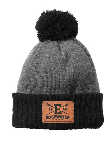 Edgewater Crew Engraved Leather Colorblock Cuffed Beanie