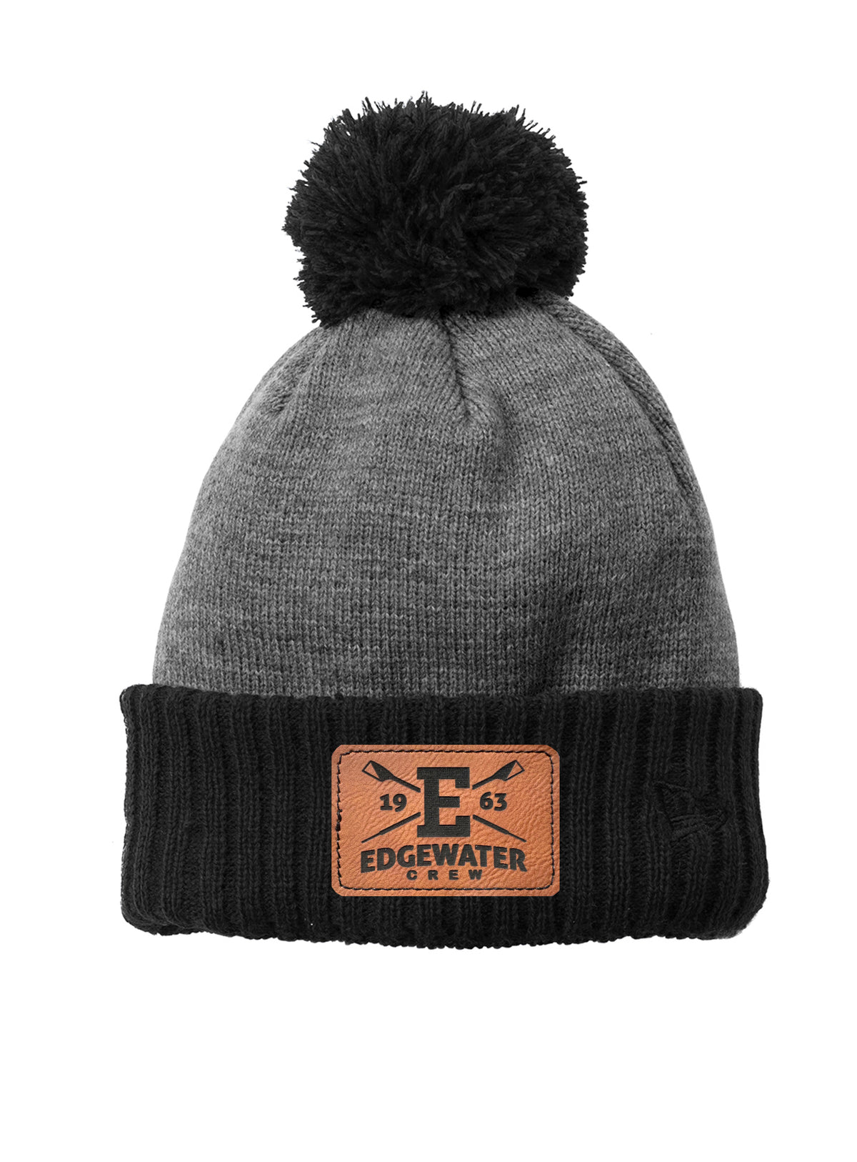 Edgewater Crew Engraved Leather Colorblock Cuffed Beanie