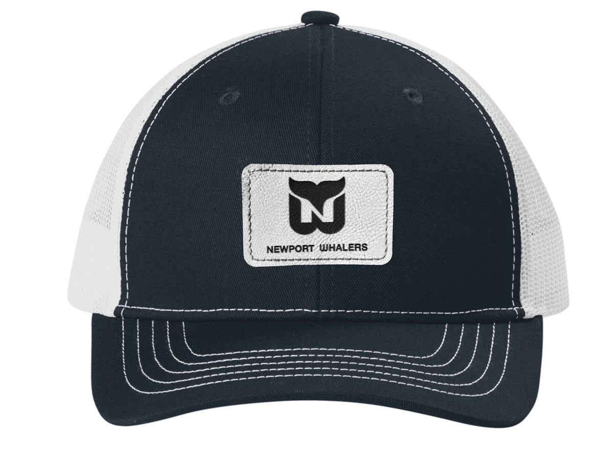 Newport Whalers Engraved Leather Patch Trucker Cap