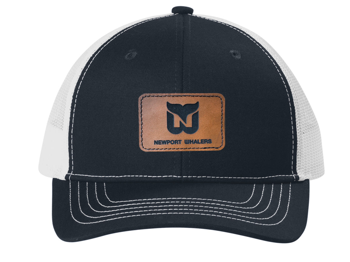 Newport Whalers Engraved Leather Patch Trucker Cap