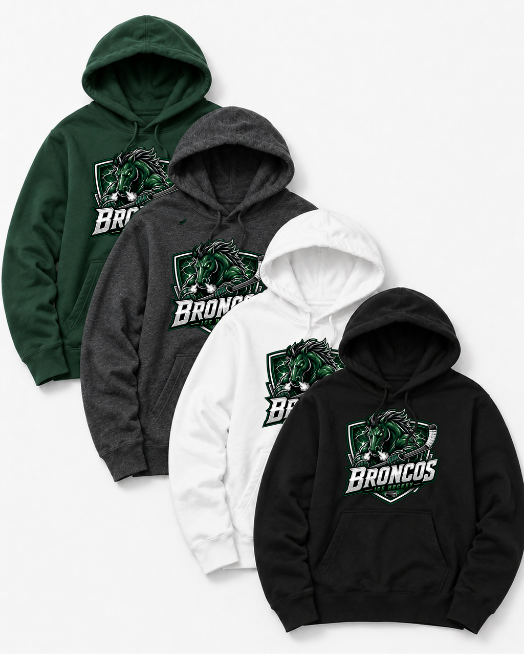 Broncos Ice Hockey Fleece Pullover Hooded Sweatshirt