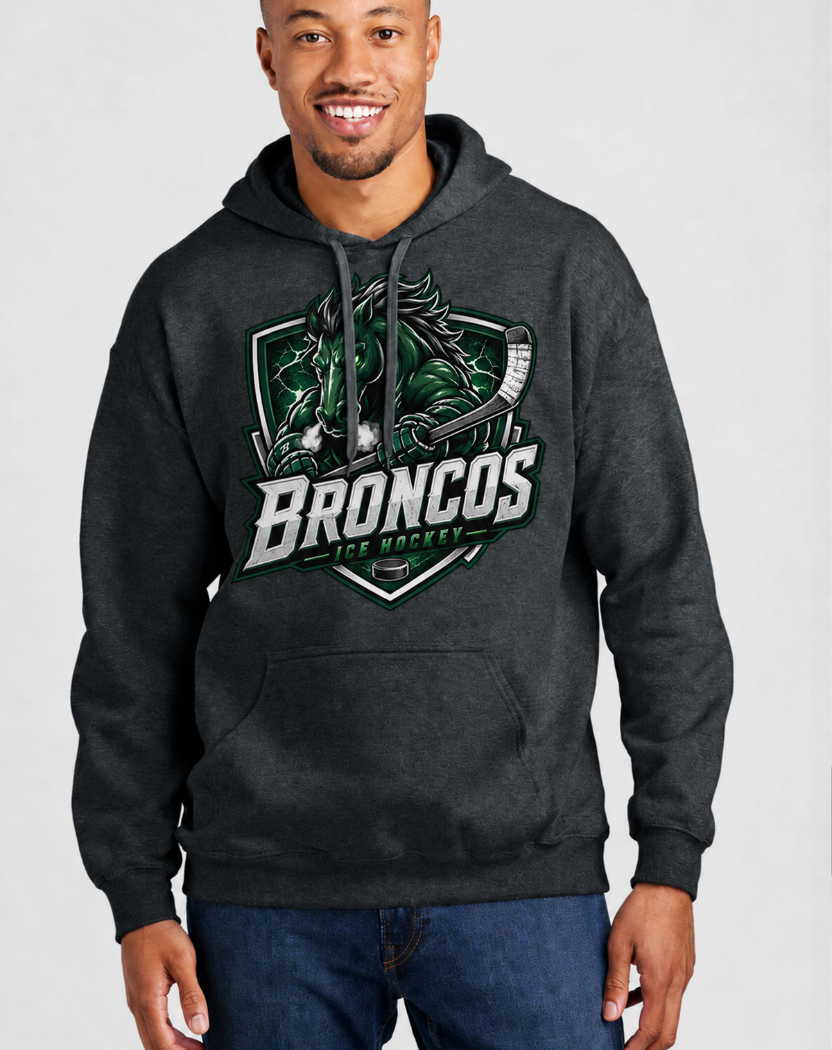 Broncos Ice Hockey Fleece Pullover Hooded Sweatshirt