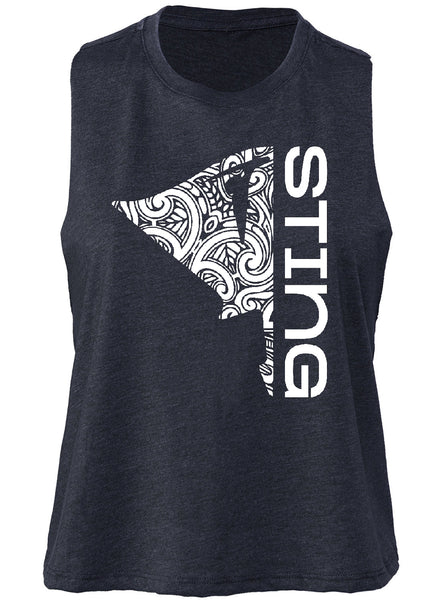 Treasure Coast Rowing Club Sting Logo Ladies Racerback Cropped Tank