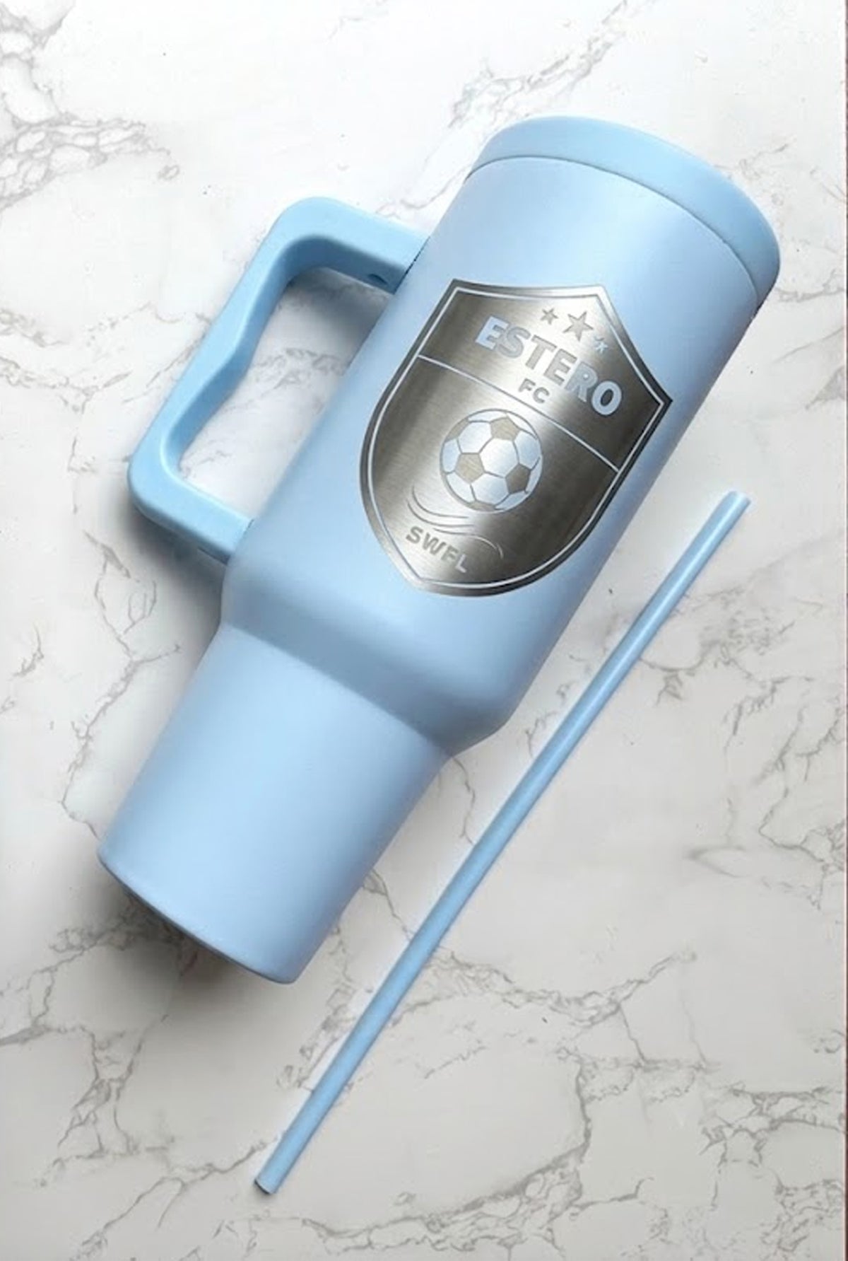 Estero Barca FC Laser Engraved 40oz Tumbler with Handle