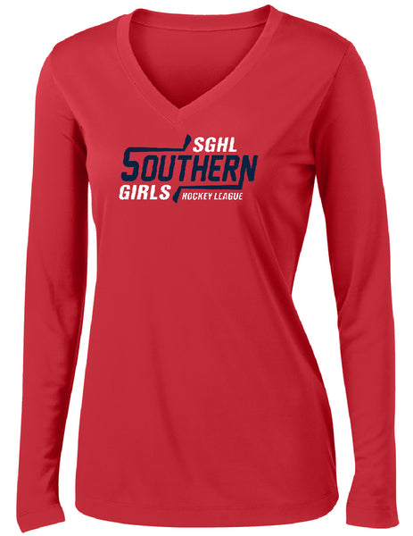 SGHL Ladies Long Sleeve PosiCharge Competitor V-Neck Tee