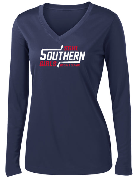 SGHL Ladies Long Sleeve PosiCharge Competitor V-Neck Tee