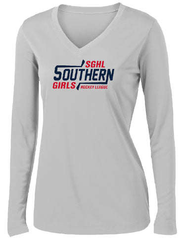 SGHL Ladies Long Sleeve PosiCharge Competitor V-Neck Tee