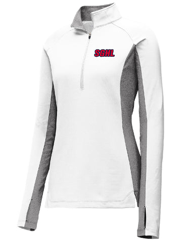 SGHL Ladies Sport-Wick Stretch Contrast 1/4-Zip Pullover