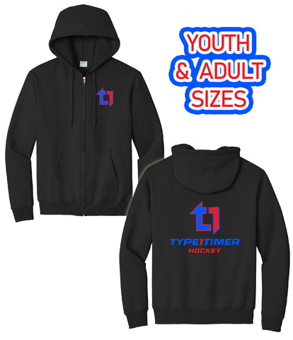 Type 1 Timer Hockey Essential Fleece Full-Zip Hooded Sweatshirt