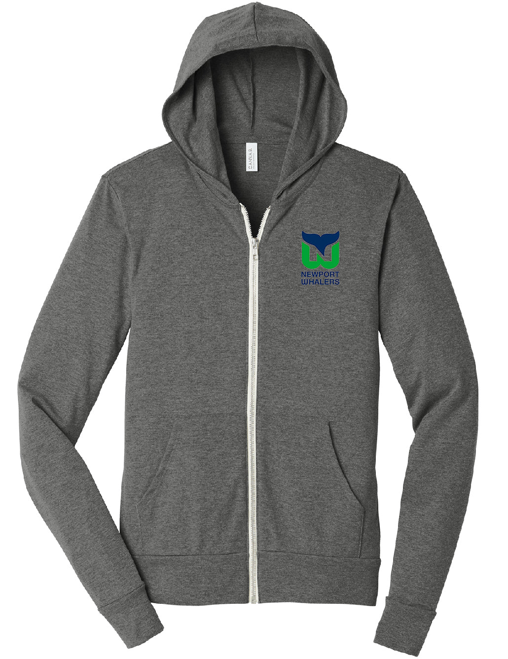 Newport Whalers Unisex Triblend Full-Zip Lightweight Hoodie