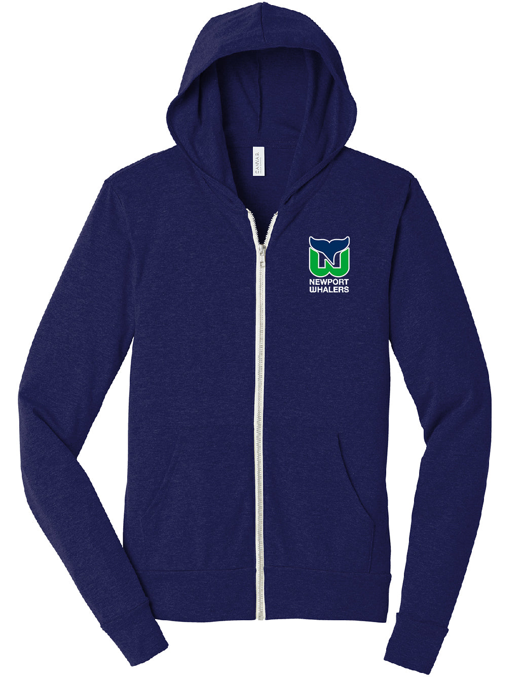 Newport Whalers Unisex Triblend Full-Zip Lightweight Hoodie