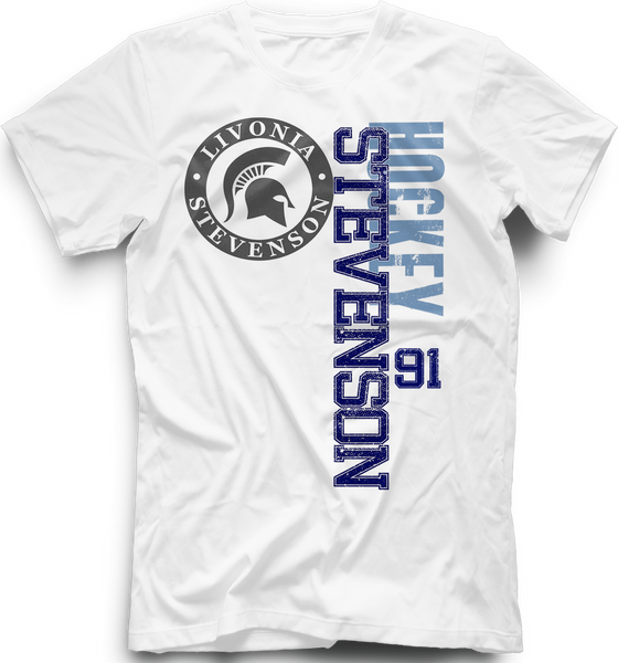 Livonia Stevenson Spartans Faded Logo T-Shirt w/ Player Number
