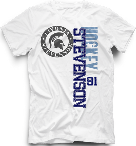 Livonia Stevenson Spartans Faded Logo T-Shirt w/ Player Number