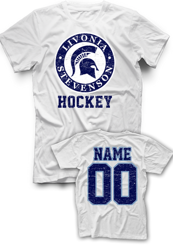 Livonia Stevenson Hockey Distressed Name & Number Tee