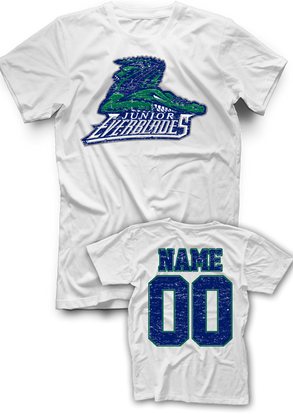 Jr. Everblades Distressed Name & Number Tee