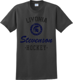 Livonia Stevenson Hockey Charcoal Gray T-shirt with Player Number