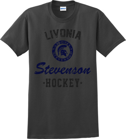 Livonia Stevenson Hockey Charcoal Gray T-shirt with Player Number