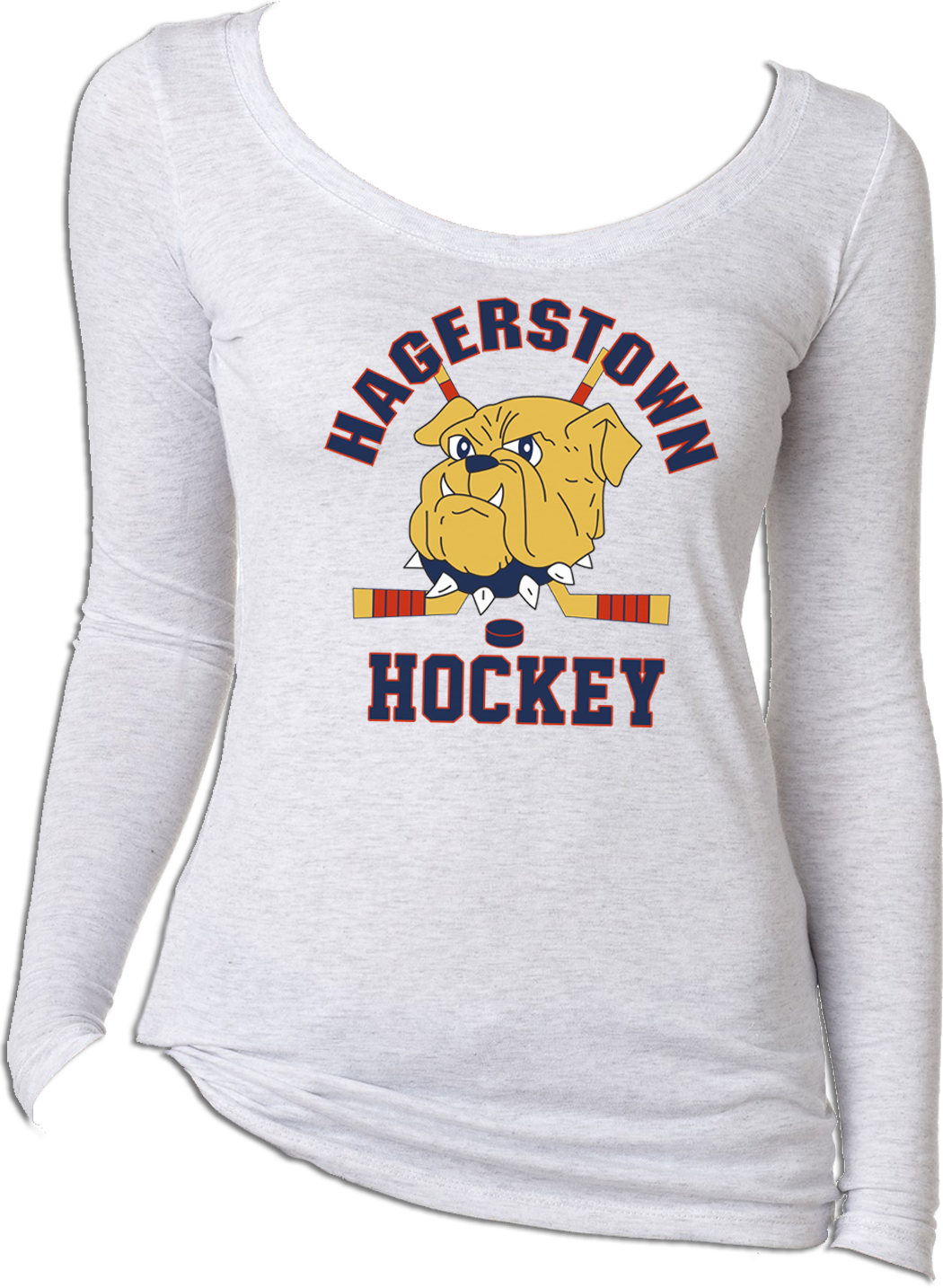 Hagerstown Bulldogs Ladies Triblend Wide Neck Tee