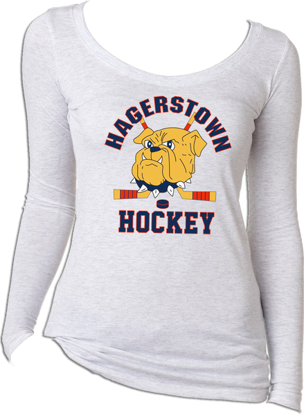 Hagerstown Bulldogs Ladies Triblend Wide Neck Tee