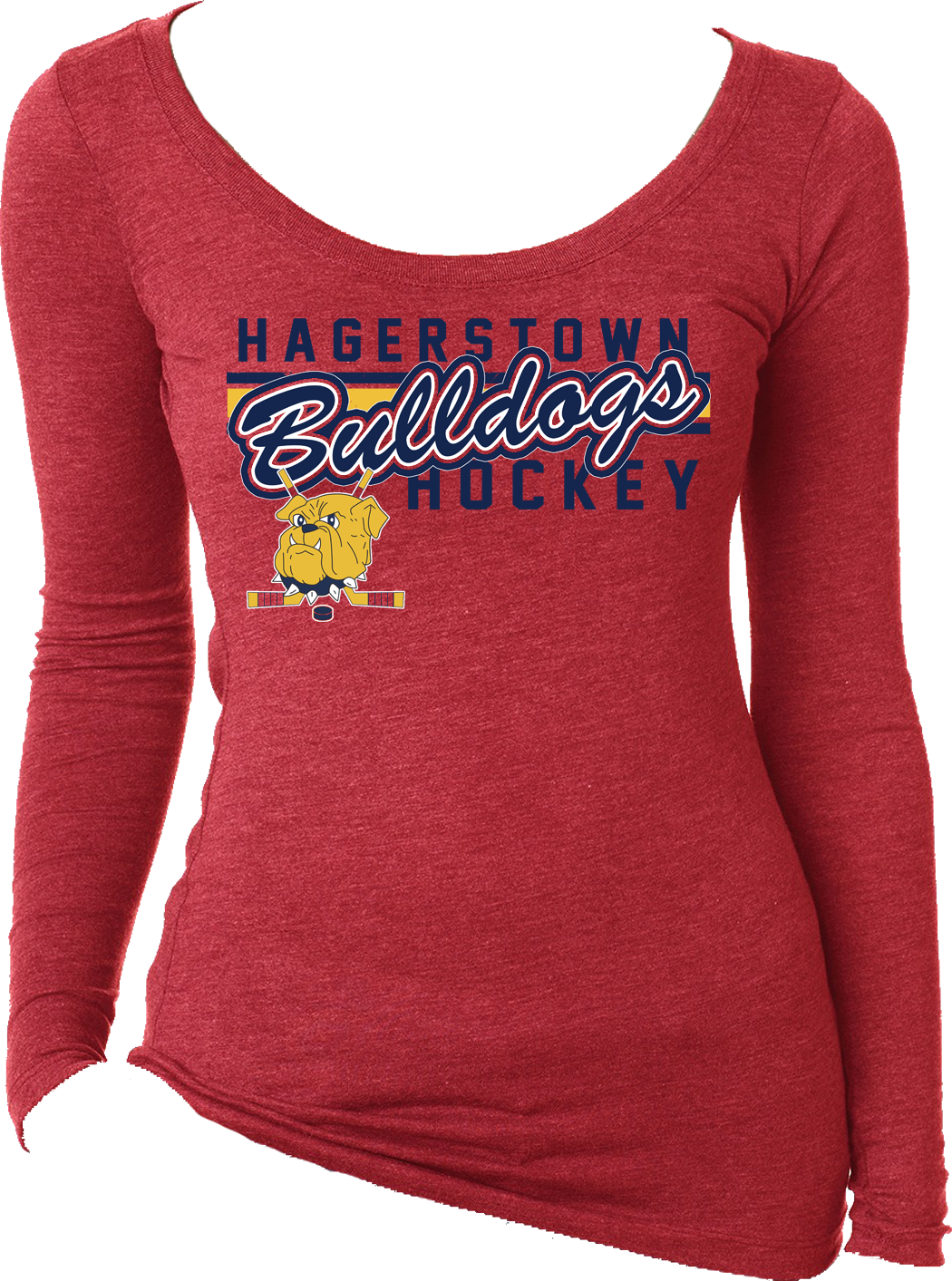 Hagerstown Bulldogs Ladies Triblend Wide Neck Tee