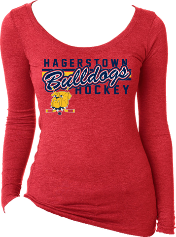 Hagerstown Bulldogs Ladies Triblend Wide Neck Tee