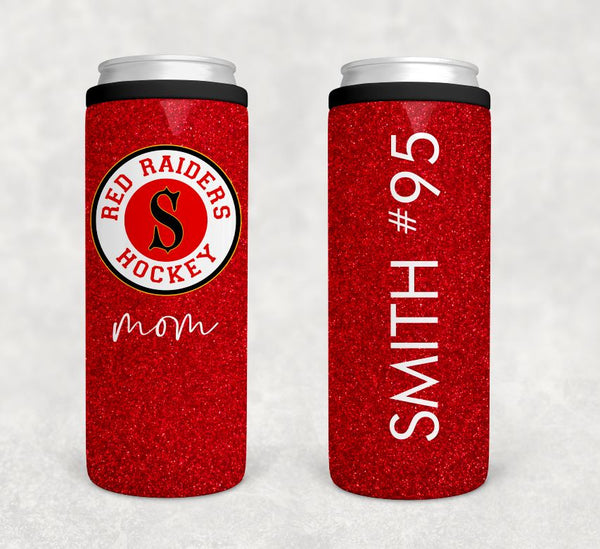 Glitter Hockey Mom Can Cooler (with logo) - ANY TEAM/COLORS