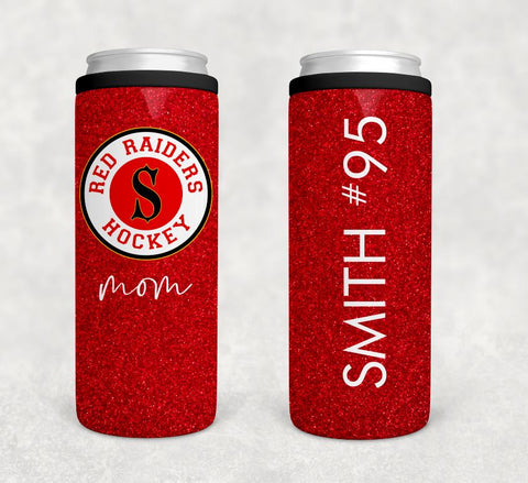 Glitter Hockey Mom Can Cooler (with logo) - ANY TEAM/COLORS