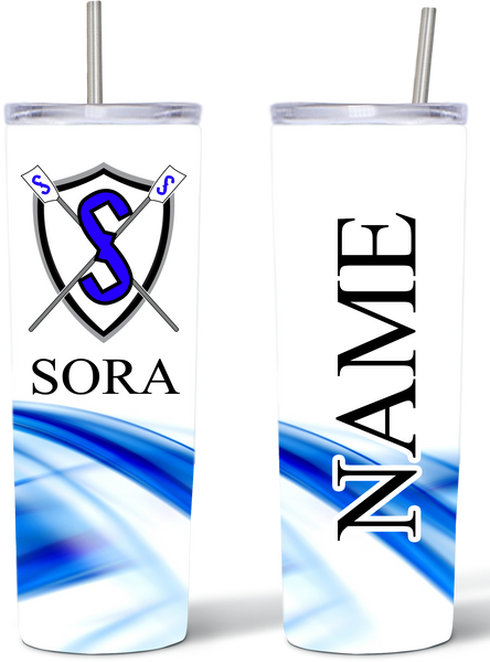 Custom SORA 20 oz Skinny Tumbler with Straw