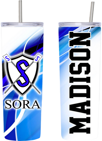 Custom SORA 20 oz Skinny Tumbler with Straw