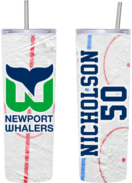 Custom Whalers Hockey 20 oz Skinny Tumbler with Straw
