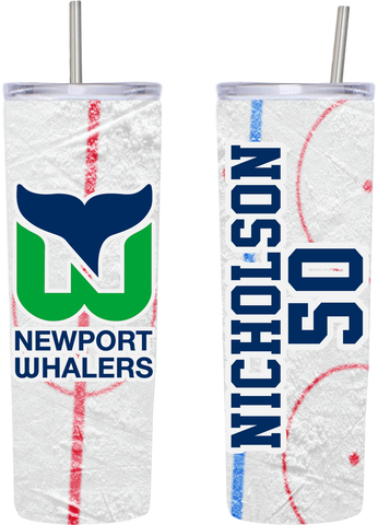 Custom Whalers Hockey 20 oz Skinny Tumbler with Straw