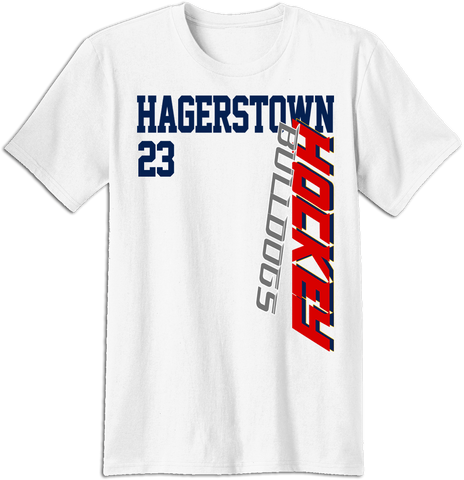 Hagerstown Bulldogs Hockey Slashed T-shirt with Player Number