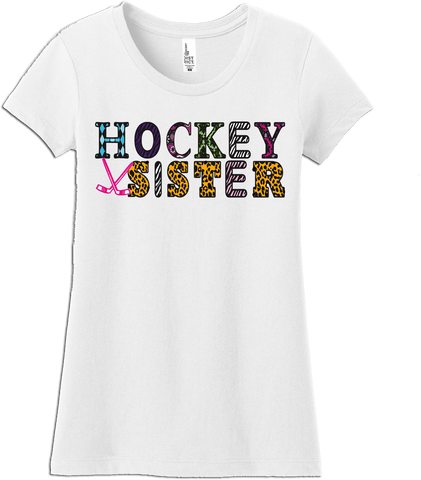 Hockey Sister Modern Pattern Tee - WHITE