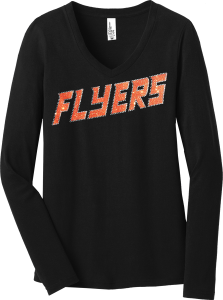 BLACK Custom Team Ladies Long Sleeve Glitter T-Shirt