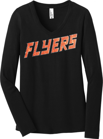 BLACK Custom Team Ladies Long Sleeve Glitter T-Shirt