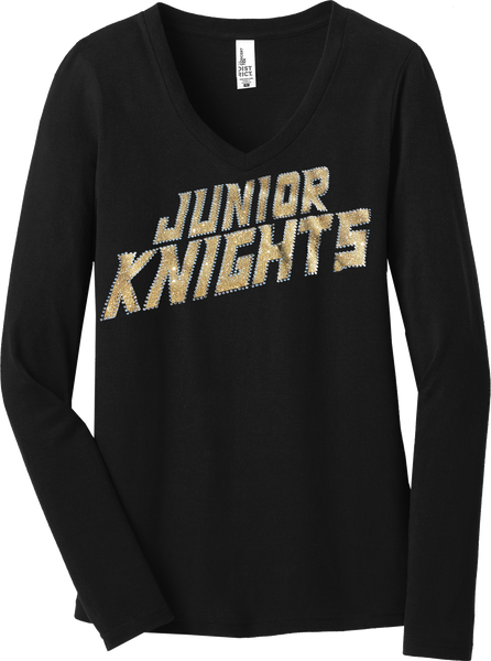 BLACK Custom Team Ladies Long Sleeve Glitter T-Shirt