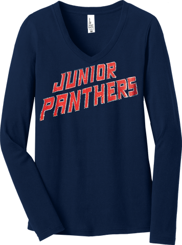 NAVY Custom Team Ladies Long Sleeve Glitter T-Shirt